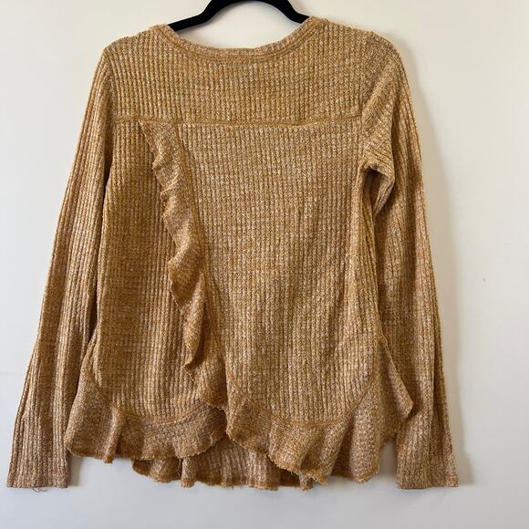 Anthropologie Saturday Sunday Wendy Ruffle Waffle Knit Thermal Top Womens XS - Picture 3 of 10